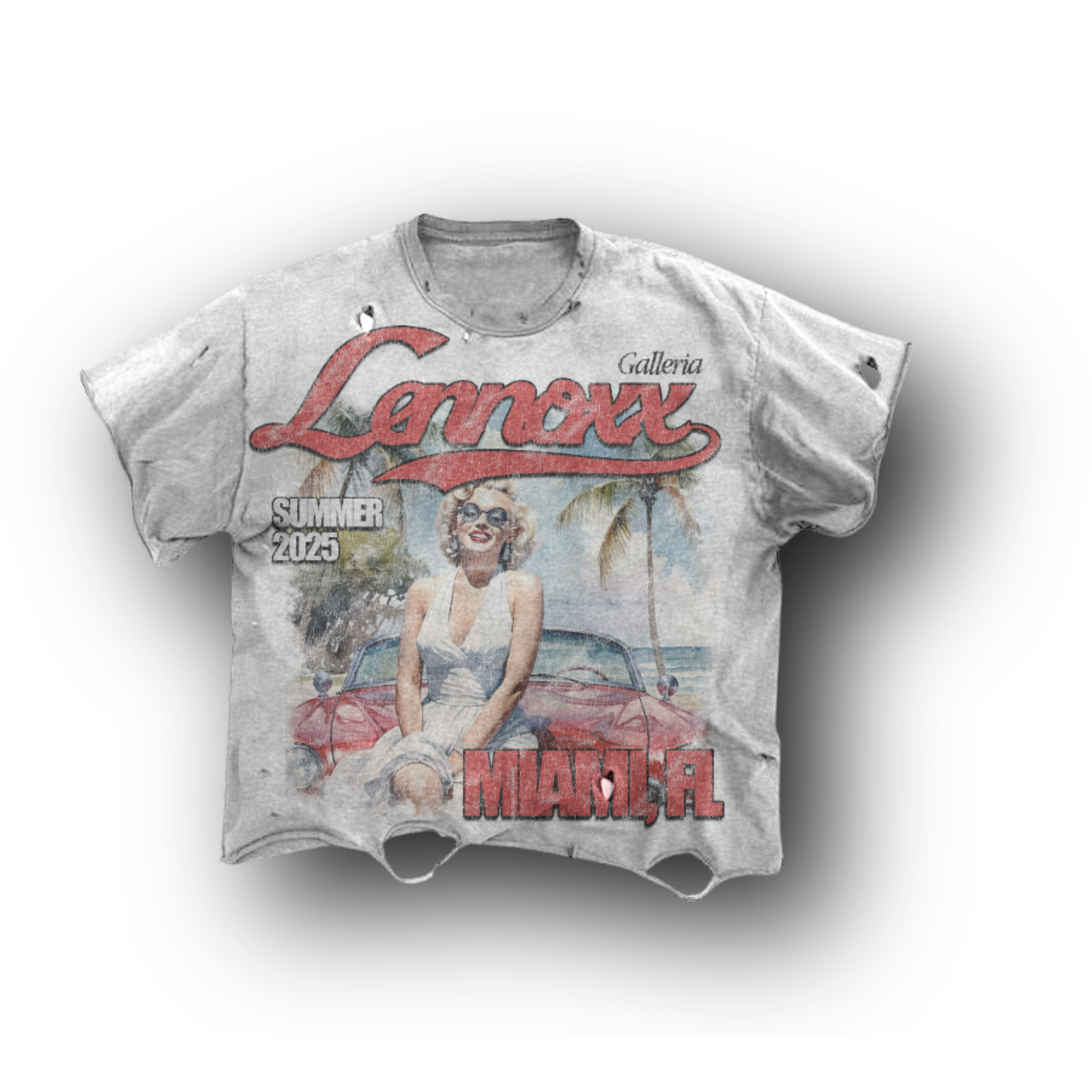 “MIAMI MARILYN” DISTRESSED GRAPHIC T-SHIRT